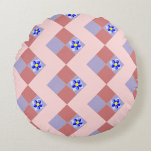 Vibrant Patchwork Floral  Round Pillow