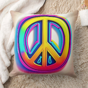 Vibrant Peace Artwork Throw Pillow