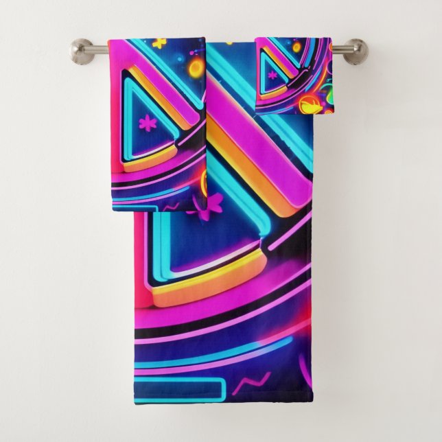 Vibrant Peace Sign Design Bath Towel Set (Insitu)