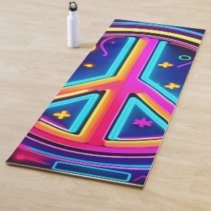 Vibrant Peace Sign Design Yoga Mat