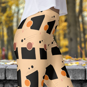 Vibrant Peach Abstract Pattern Leggings