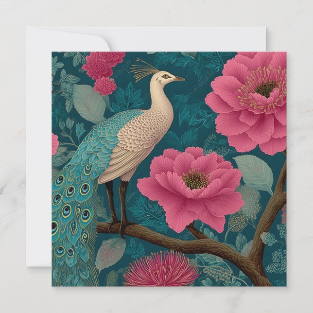 Vibrant Peacock and Pink Floral Pattern (Front)