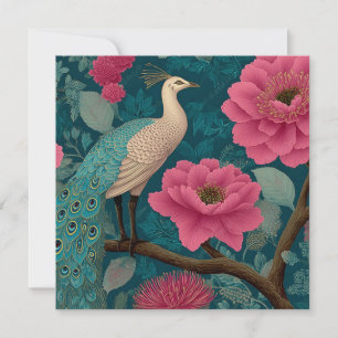 Vibrant Peacock and Pink Floral Pattern
