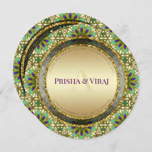 Vibrant Peacock Colours Indian Wedding Invitation