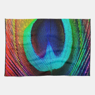 Vibrant Peacock Feather Kitchen Towel