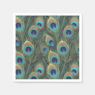 Vibrant Peacock Feathers Napkin