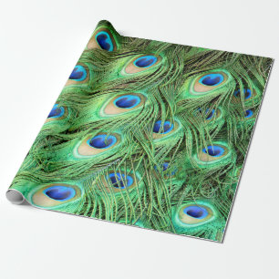 Vibrant Peacock Feathers Wrapping Paper
