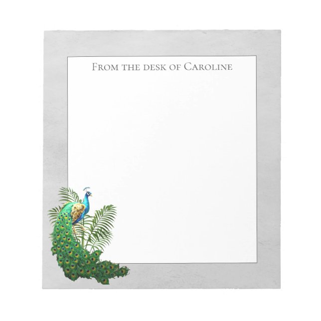 Vibrant Peacock | Grey Notepad (Front)