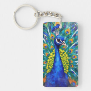 Vibrant Peacock Keychain