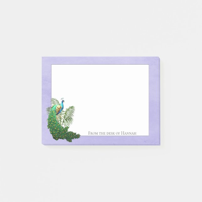 Vibrant Peacock | Lavender Personalized Notes (Front)