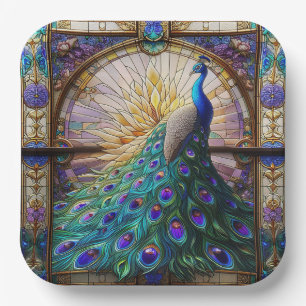 Vibrant Peacock Paper Plates: The Elegant Table Paper Plate