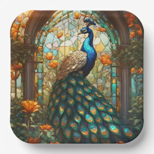 Vibrant Peacock Paper Plates: The Elegant Table Paper Plate