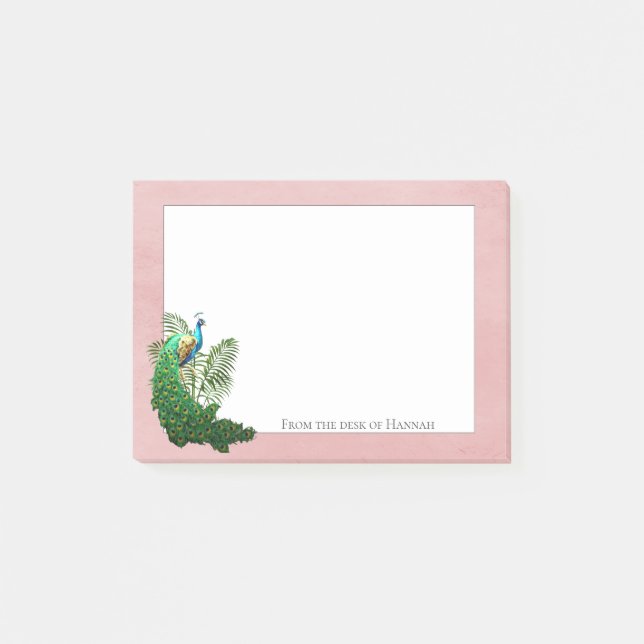 Vibrant Peacock | Pink Personalized Notes (Front)
