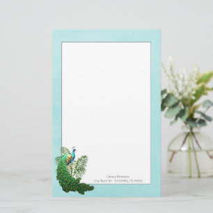 Vibrant Peacock   Teal Stationery