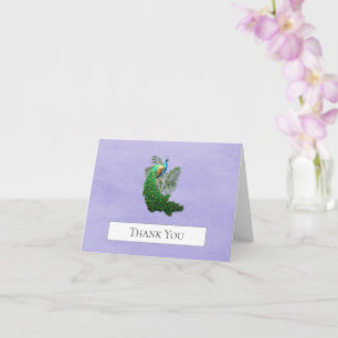 Vibrant Peacock Thank You   Lavender Card