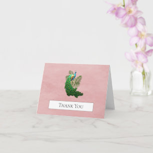 Vibrant Peacock Thank You Pink Card