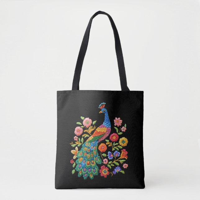 Vibrant Peacock Tote Bag (Front)
