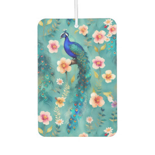 Vibrant Peacock With Feathers & Lush Florals Air Freshener