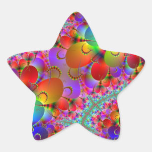 Vibrant Peacocks Tails Star Sticker