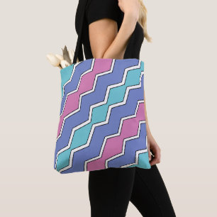 Vibrant Peaks ZigZag Tote Bag