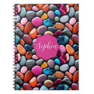 Vibrant Pebbles Pink Spiral Photo Notebook