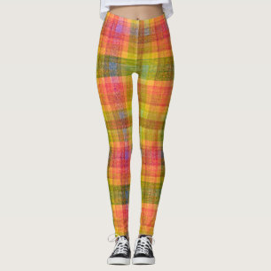 Vibrant Pencil Color Plaid Pattern Leggings