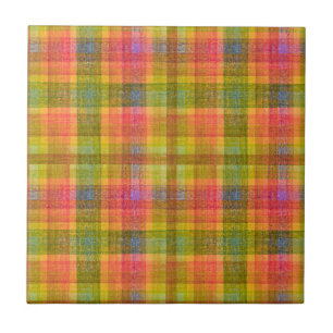 Vibrant Pencil Colour Plaid Pattern Tile