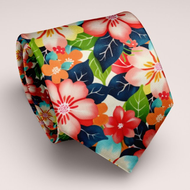 Vibrant Personalizable Tropical Floral Tie (Creator Uploaded)