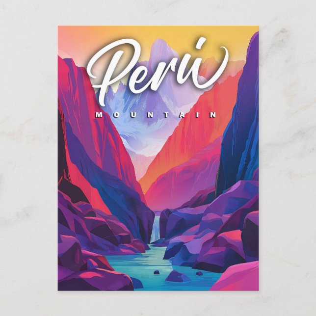 Vibrant Peru Mountain: A Contemporary Travel  Postcard (Front)