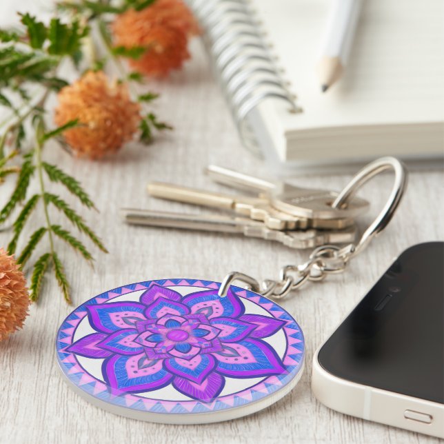 Vibrant Petals Mandala Keychain (Front Right)
