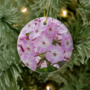 Vibrant Phlox Bloom Botanical Flower Ceramic Ornament
