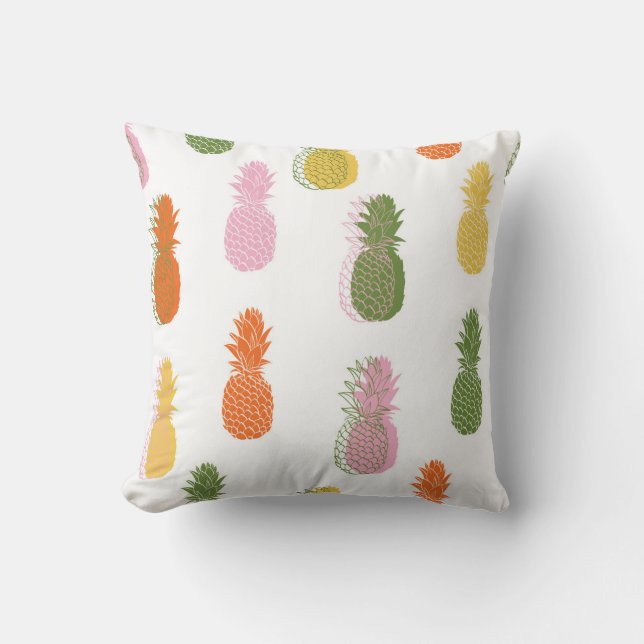 Vibrant Pineapple Pattern Throw Pillow (Front)