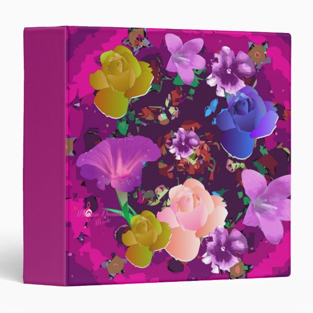 Vibrant Pink Abstract Floral Binder/Photo Album Binder (Front/Spine)