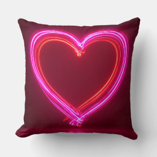 Vibrant Pink Abstract Heart Throw Pillow 16x16 | M