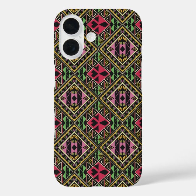 Vibrant Pink and Green Abstract Fabric Art Case-Mate iPhone Case (Back)