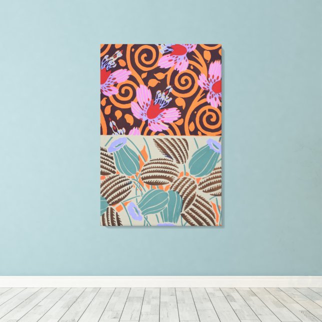 Vibrant Pink and Orange Spiral Flower Decor (Insitu(Wood Floor))