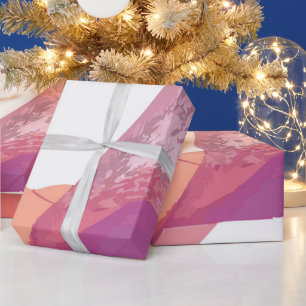 Vibrant Pink and Orange Wave Watercolor Pattern Wrapping Paper