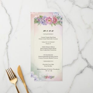 Vibrant Pink and Purple Floral Menu