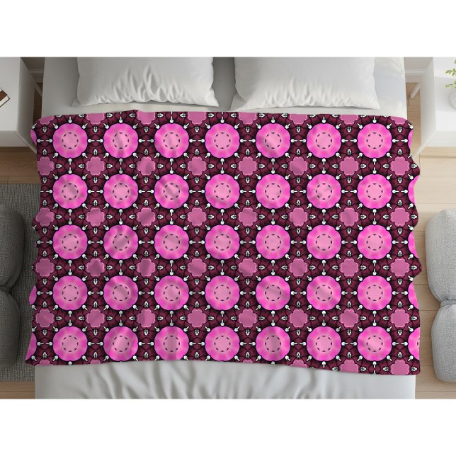 Vibrant pink and purple geometric pattern  fleece blanket (Creator Uploaded)