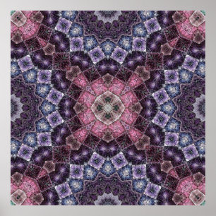 Vibrant Pink and Purple Mandala Web Pattern Poster