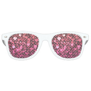 Vibrant Pink and Red Bokeh Hearts of Love Retro Sunglasses