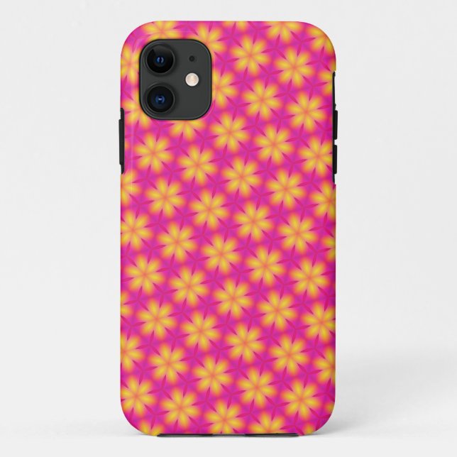 Vibrant Pink and Yellow Floral Abstract Pattern Case-Mate iPhone Case (Back)