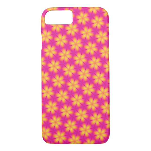 Vibrant Pink and Yellow Floral Abstract Pattern Case-Mate iPhone Case (Back)