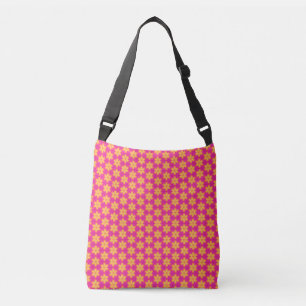 Vibrant Pink and Yellow Floral Abstract Pattern Crossbody Bag