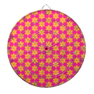 Vibrant Pink and Yellow Floral Abstract Pattern Dartboard