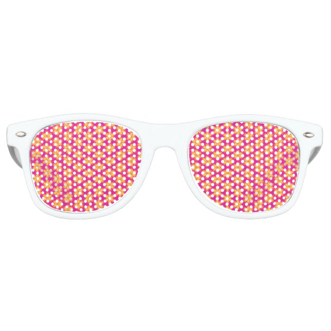 Vibrant Pink and Yellow Floral Abstract Pattern Retro Sunglasses (Front)