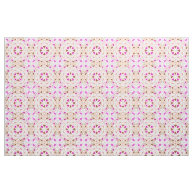 Vibrant Pink Autumn Brown Repeating Star Pattern Fabric (Fat Quarter)