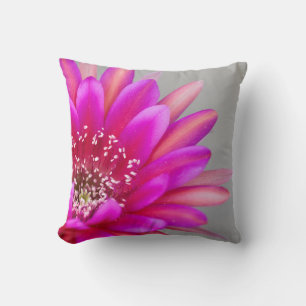Vibrant Pink Cactus Flower Petals Throw Pillow