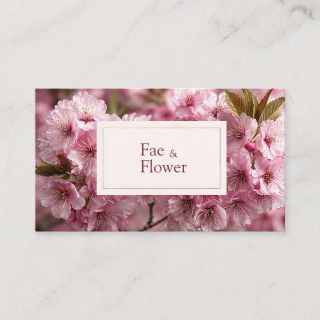 Vibrant Pink Cherry Blossom Bokeh Business Card (Front)