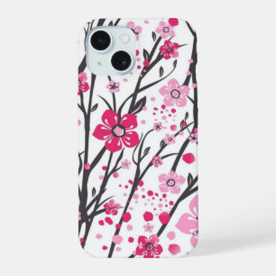 Vibrant Pink Cherry Blossom Branches Pattern Phone iPhone 15 Case